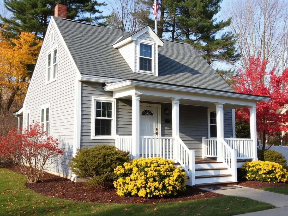 Freshly painted Maine cape cod home with white trim